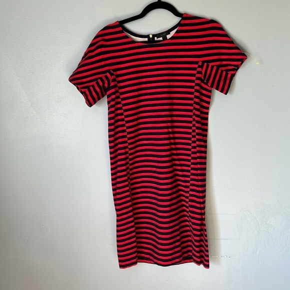 J Crew Women’s Red Blue Striped Casual Nautical Preppy T Shirt Dress size S - Picture 2 of 5
